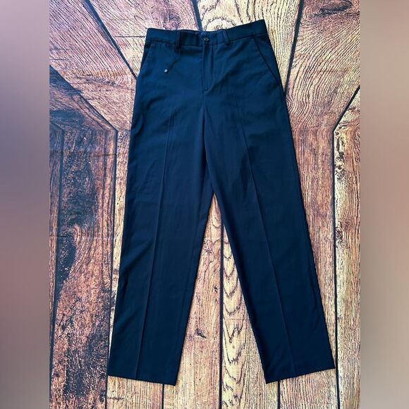 Zara Basic Collection Pants Womens Navy Blue Flat Front Cuffed Hem Trousers - Picture 12 of 15